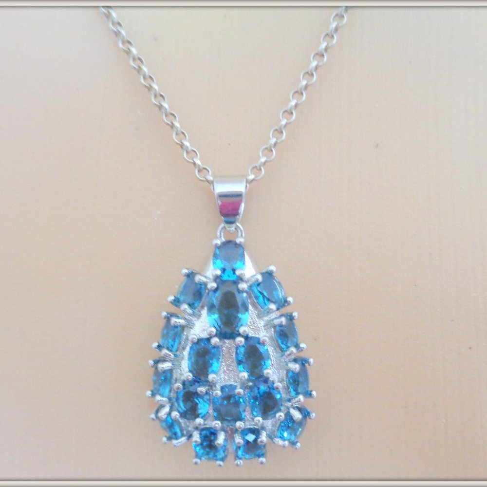 HANDMADE AQUAMARIN NECKLACE MADE WITH 925 STERLING
